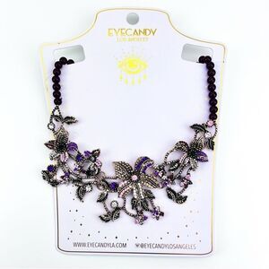 Purple and Silver Floral Necklace